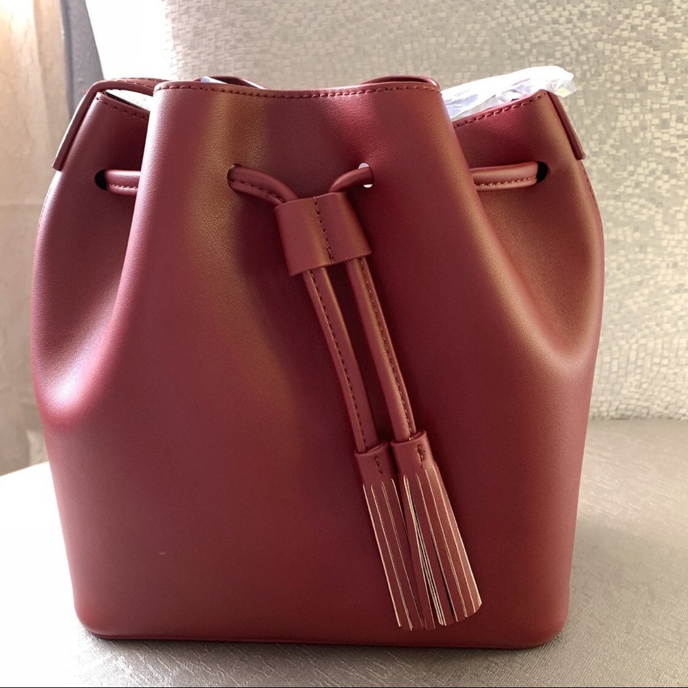 JCREW Drawstring Cross Body Bag in Red Currant